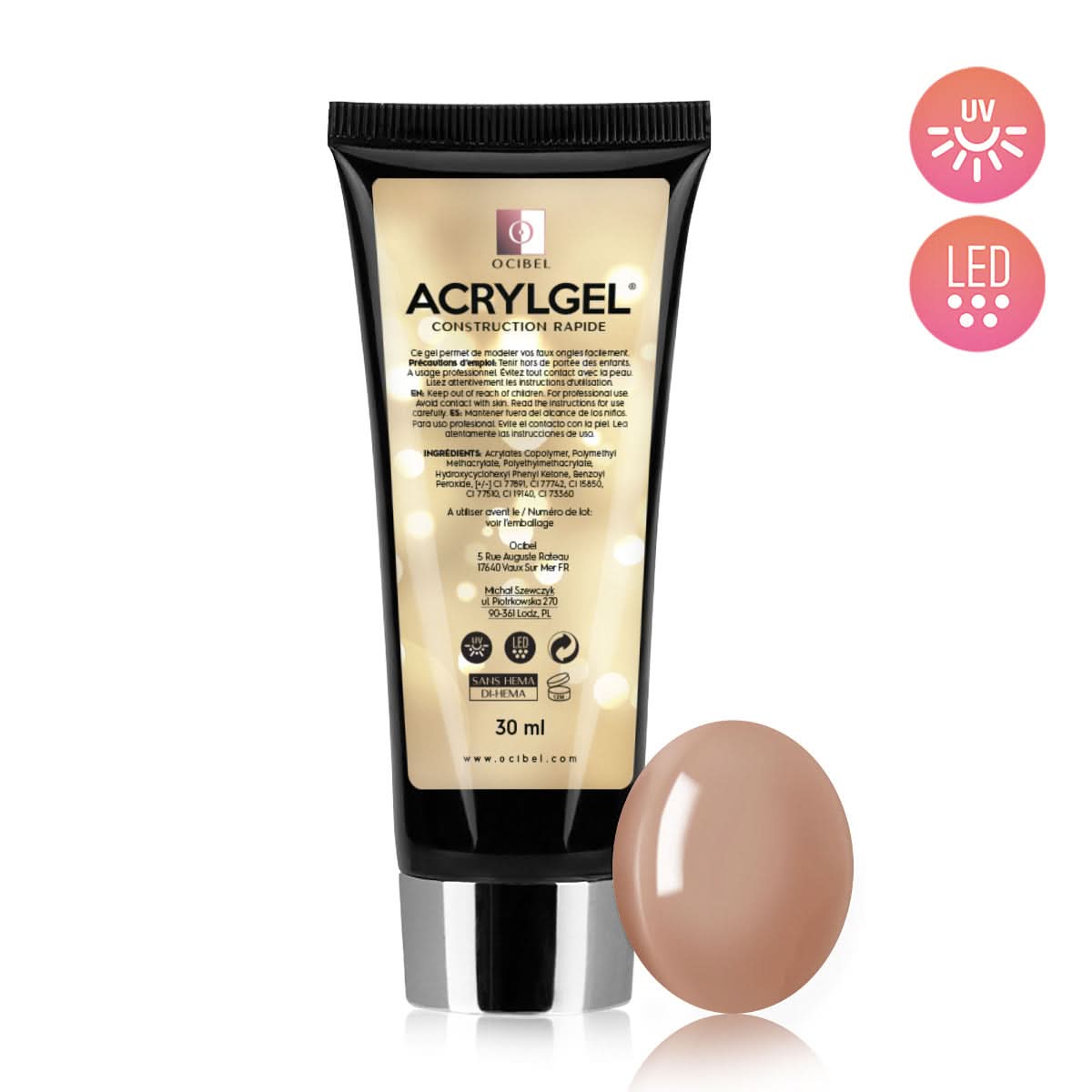 ✨ AcrylGel UV/LED 30g – Sans HEMA / DI-HEMA | Résultat Pro & Tenue Parfaite - Nude 01