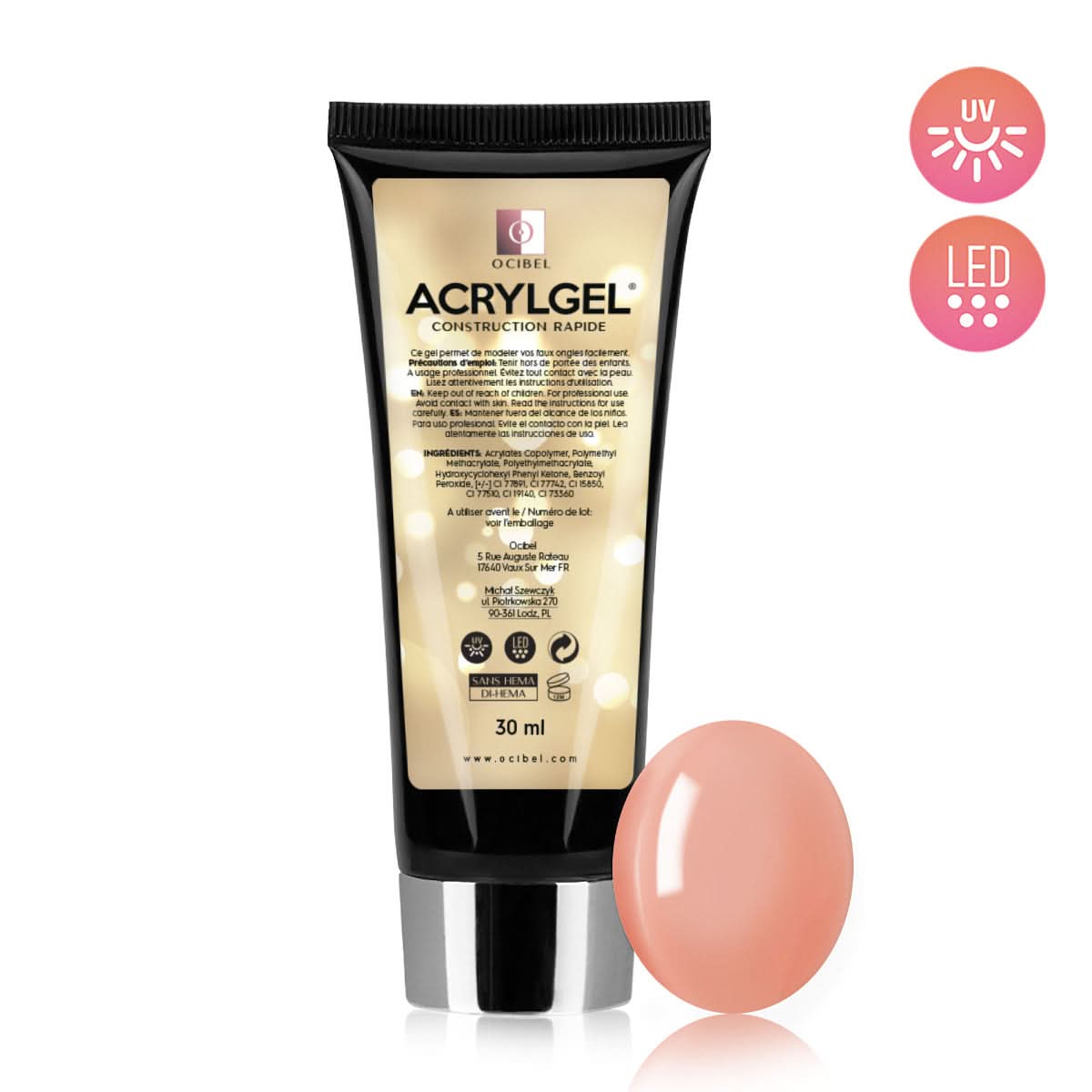 ✨ AcrylGel UV/LED 30g – Sans HEMA / DI-HEMA | Résultat Pro & Tenue Parfaite - Nude 07