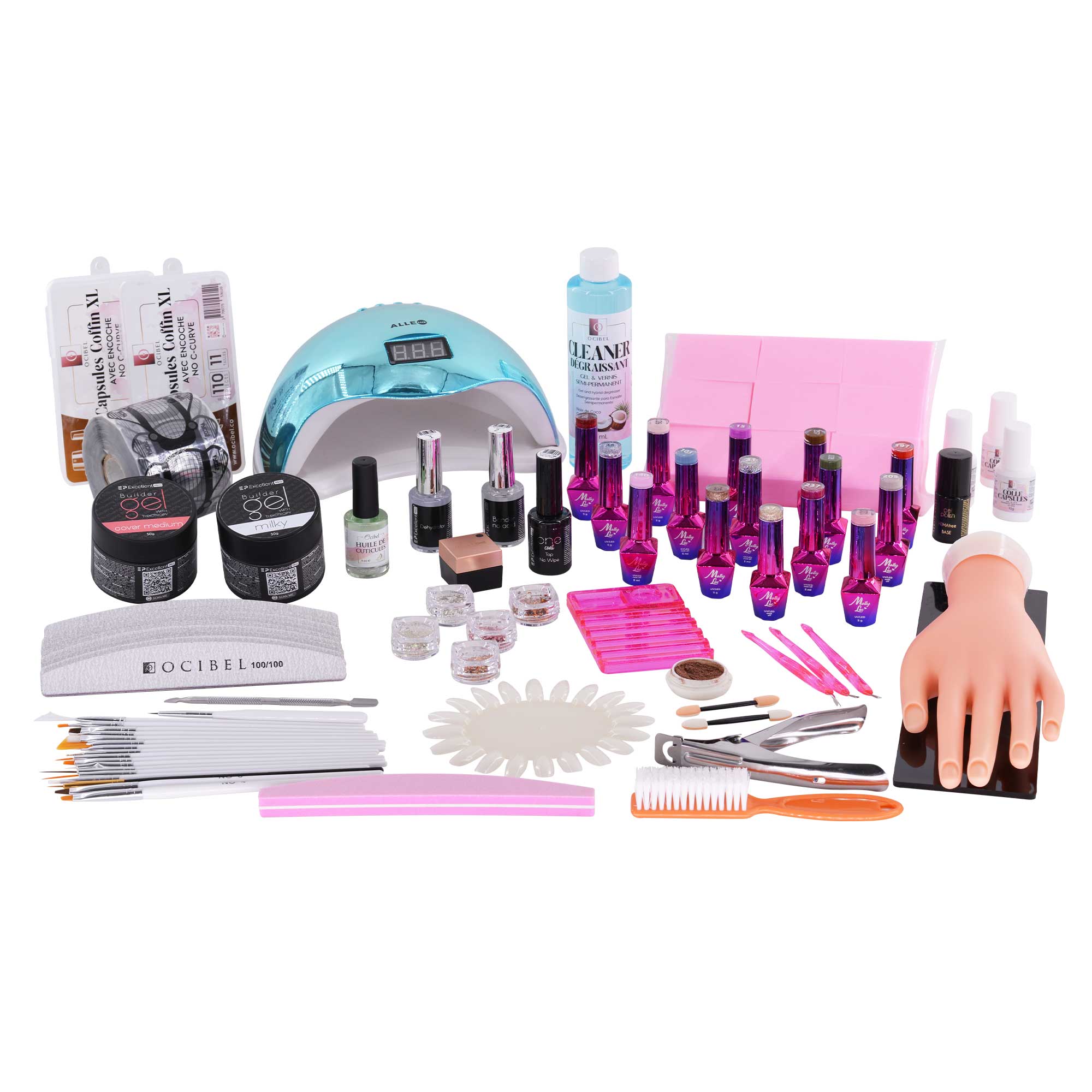 Kit Manucure XXL – Lampe LED 48W, Gel Sans Limage, Vernis & Accessoires – Pose Ongles Professionnelle à Domicile OCIBEL