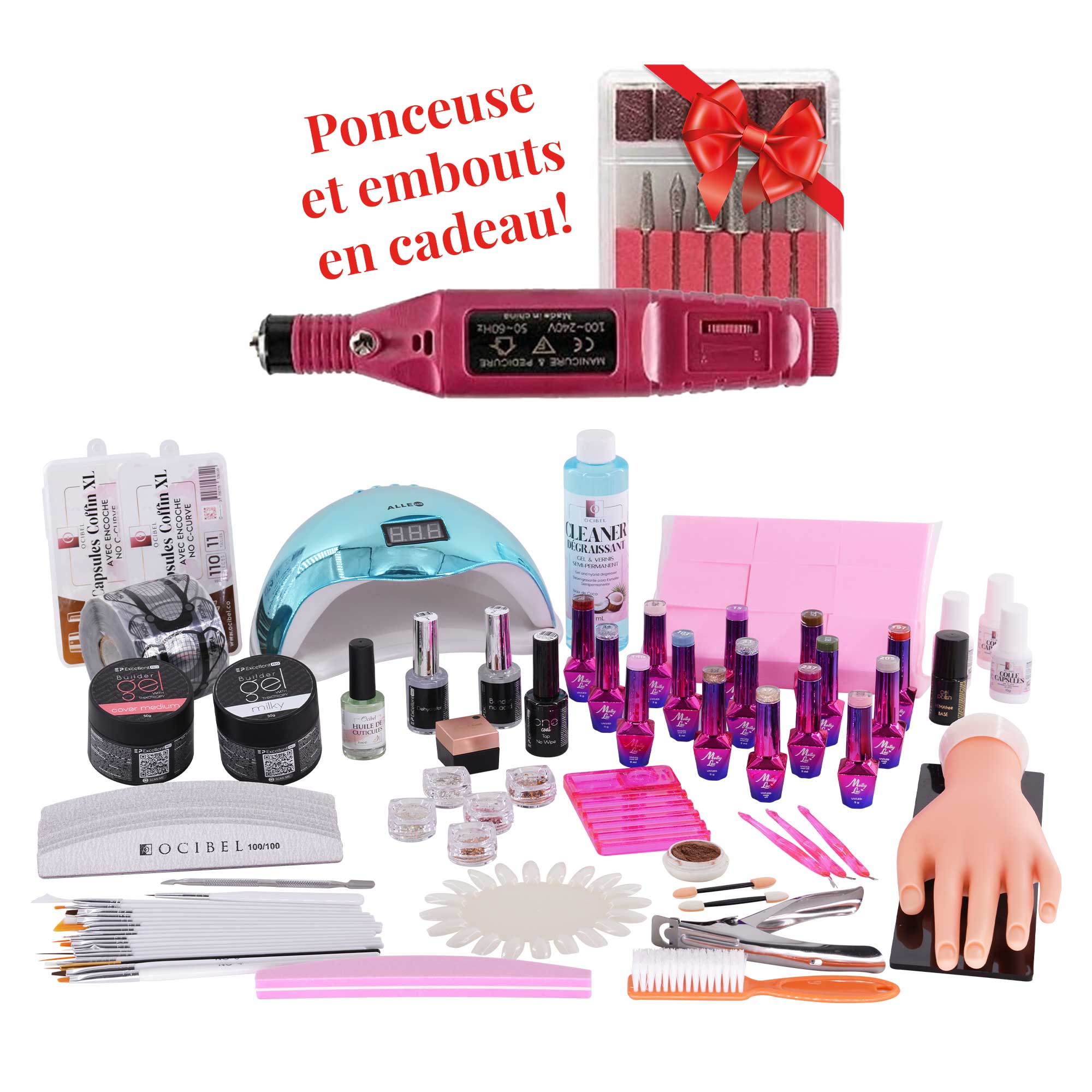 Kit Manucure XXL – Lampe LED 48W, Gel Sans Limage, Vernis & Accessoires – Pose Ongles Professionnelle à Domicile OCIBEL