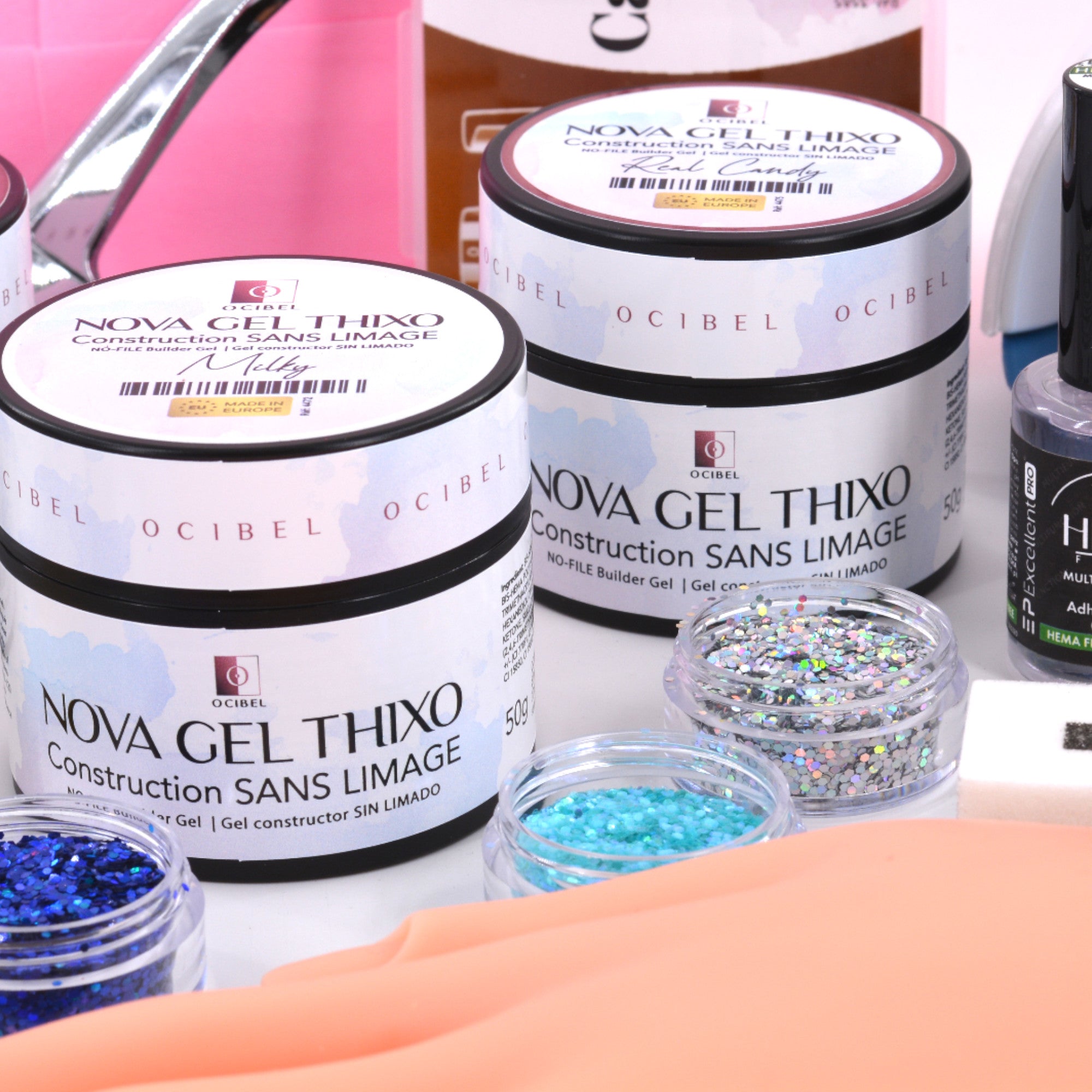 Kit Ongles Complet Master – Gel de Construction Sans Limage, 2 Lampes 72 W USB, 8 Vernis LolliLac, Accessoires et Soins Professionnels OCIBEL