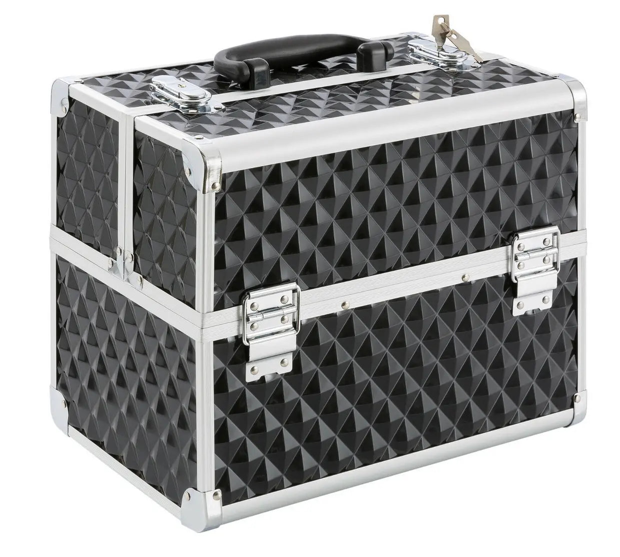 Mallette de Rangement 2 Étages Noir Diamant L - Manucure et Maquillage OCIBEL