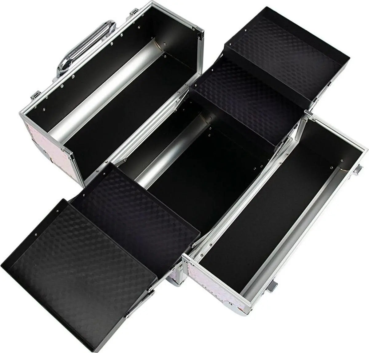 Mallette de Rangement 2 Étages Noir Diamant L - Manucure et Maquillage OCIBEL