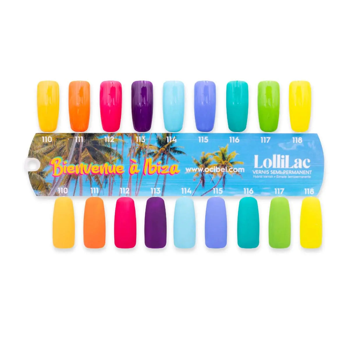 Nuancier 9 Vernis Semi Permanent Lollilac Collection Bienvenue à Ibiza - Brillant et Mat OCIBEL
