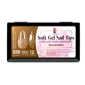 Soft Gel Nail Tips 504 Capsules Pose Américaine Demi-Mat Transparente 12 tailles - Medium Almond Amande